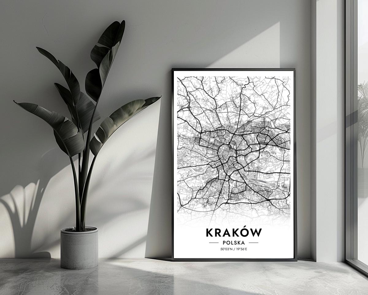Kraków Map Polska White poster van 25 Artstreet