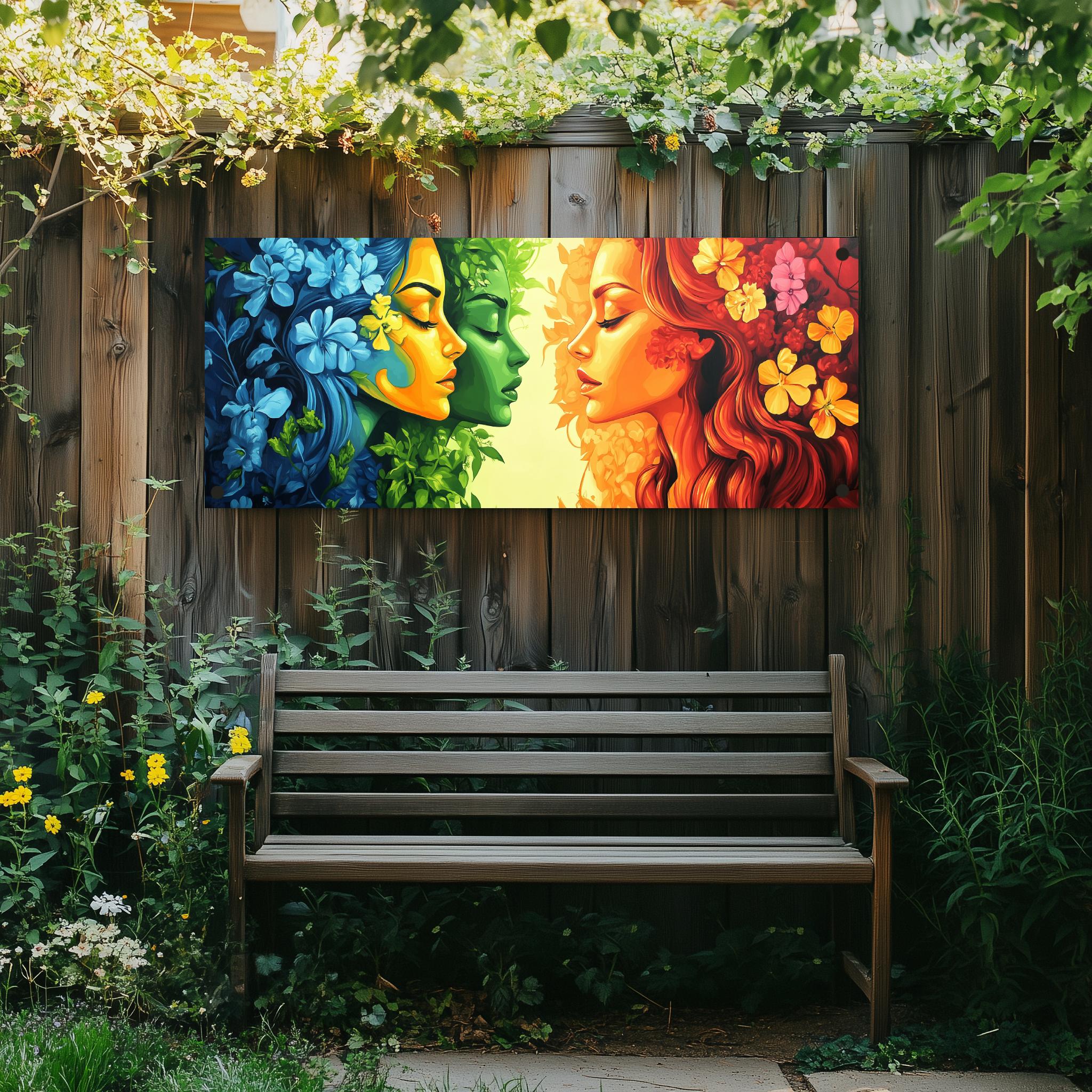 Tuinposter Kleurrijke Godinnen sfeerbeeld 1