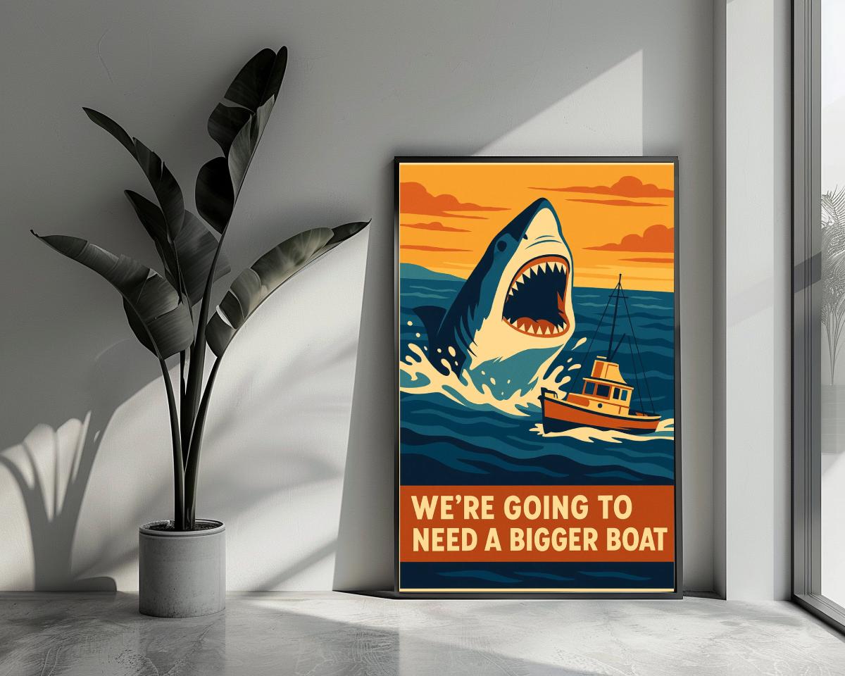 Shark Need Bigger Boat Text poster van 25 Artstreet