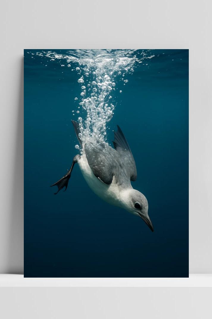 Bird Hunting Underwater poster van 25 Artstreet