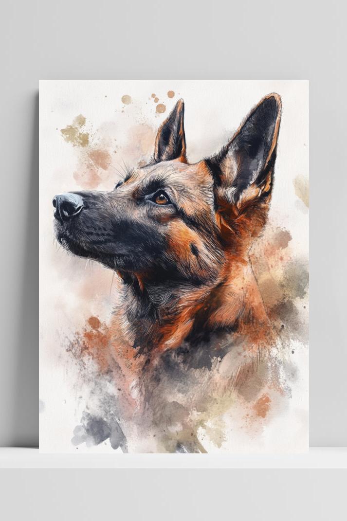 German Shepherd Aquarel poster van 25 Artstreet