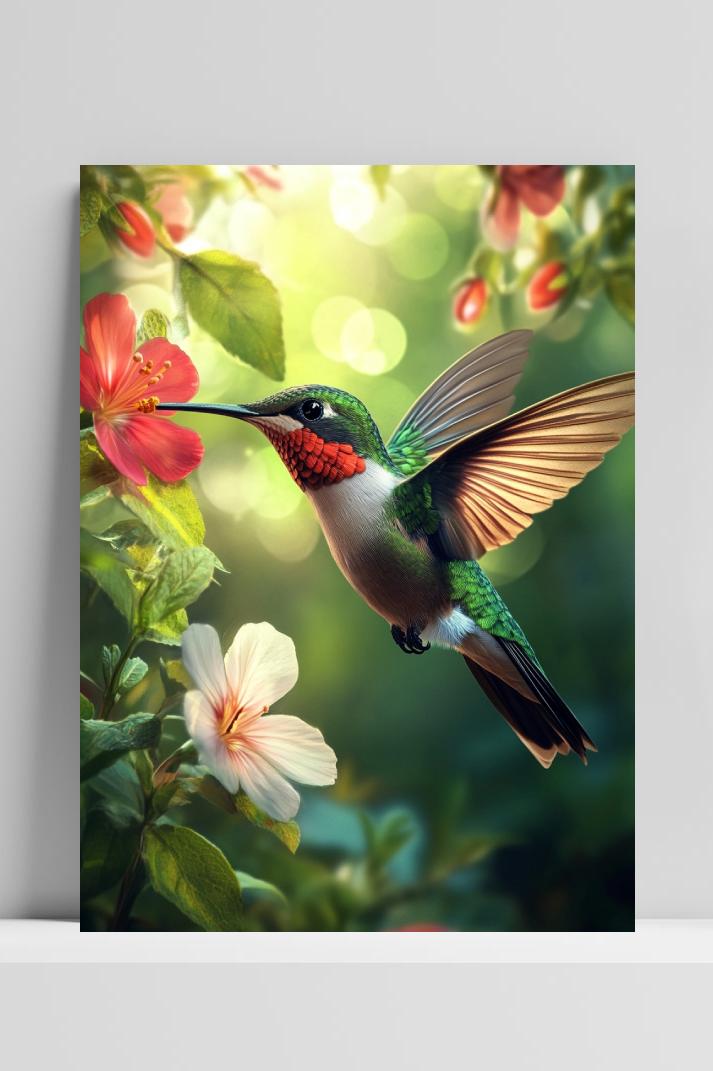 Hummingbird Flowers poster van 25 Artstreet