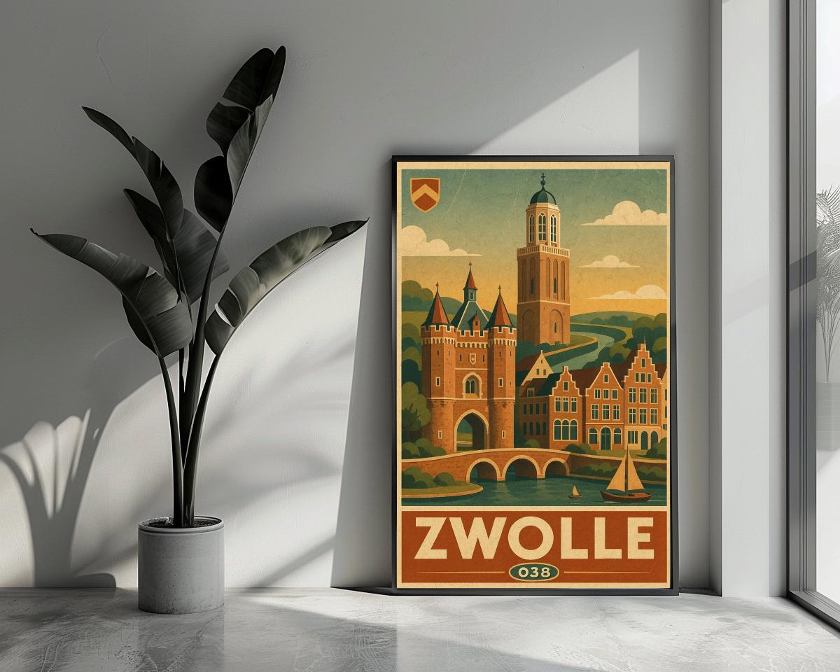 Zwolle Netherlands Vintage Text poster van 25 Artstreet
