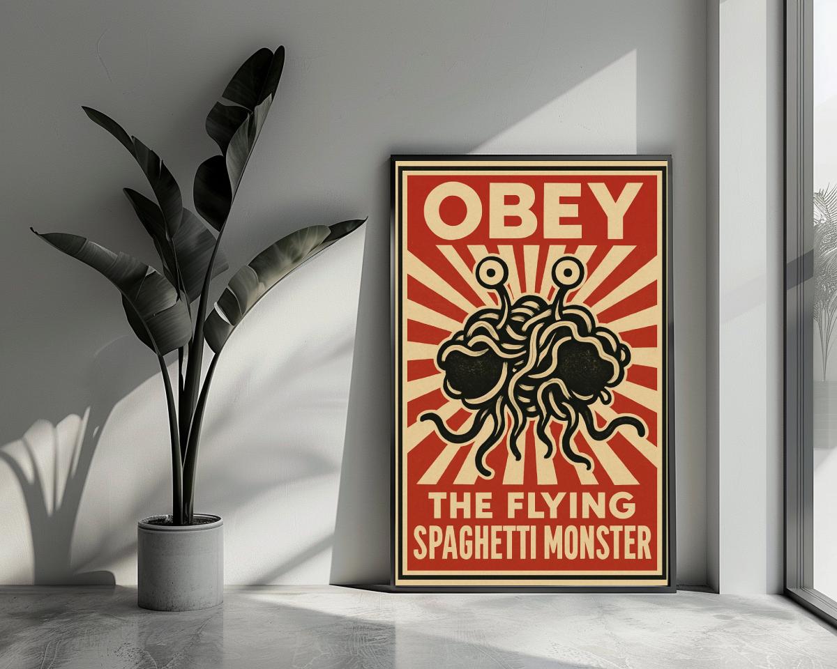 Obey Spaghetti Monster Text poster van 25 Artstreet