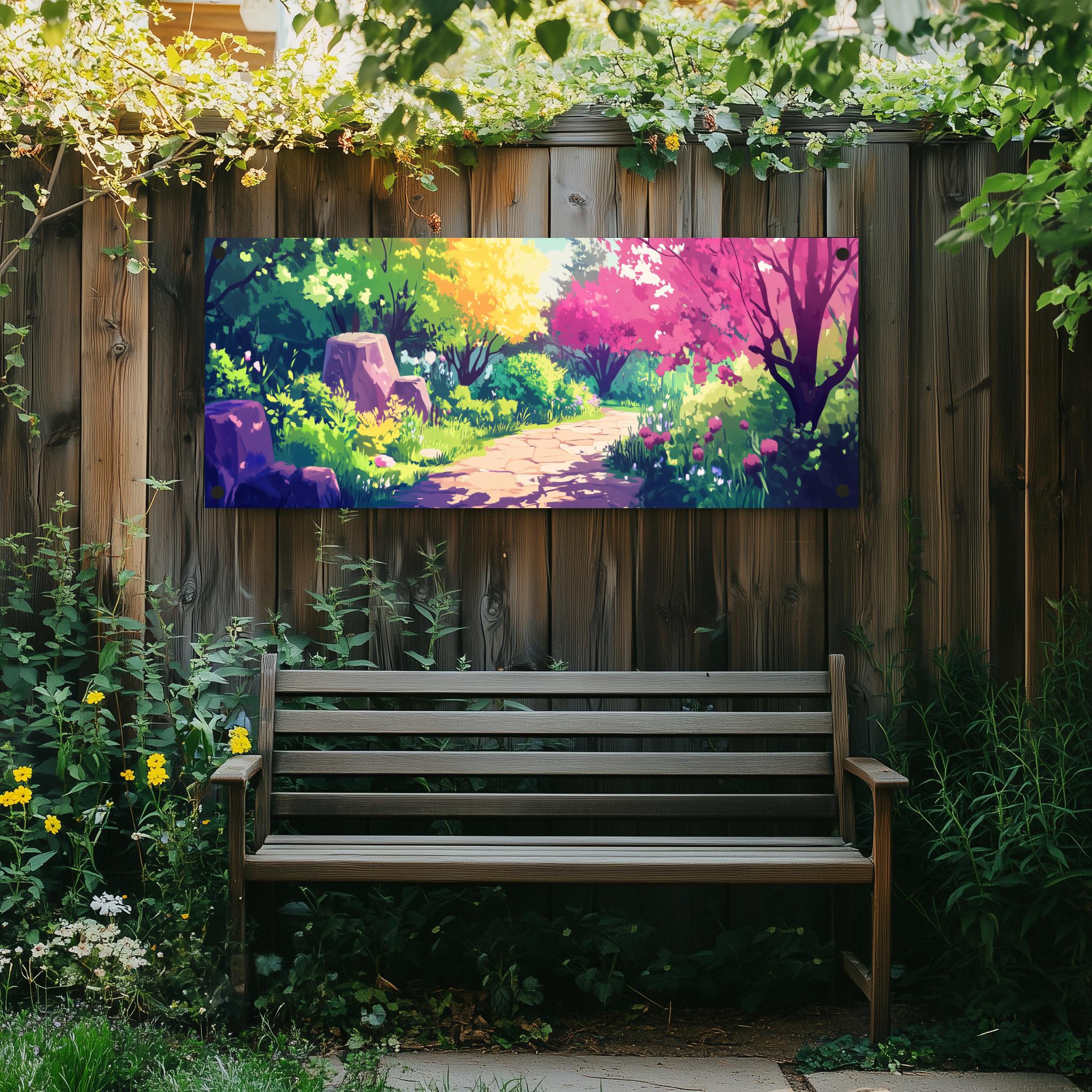 Tuinposter Zomer Steenpad sfeerbeeld 1