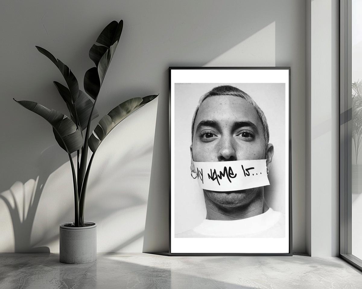 My name is Text Eminem B&W poster van 25 Artstreet