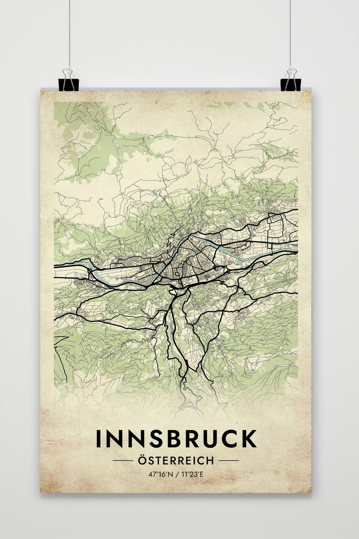 Innsbruck Map Österreich Vintage poster van 25 Artstreet