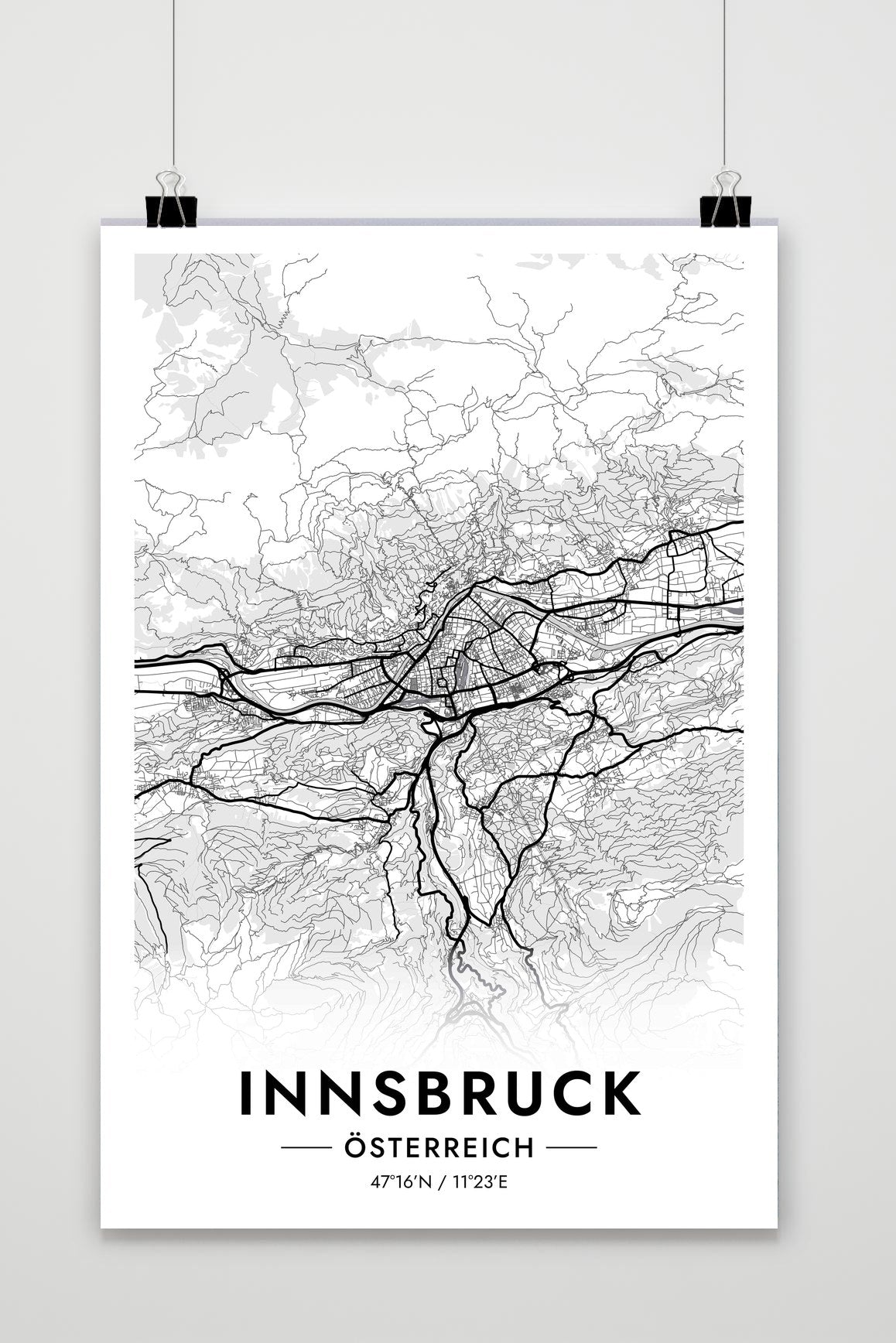 Innsbruck Map Österreich White poster van 25 Artstreet