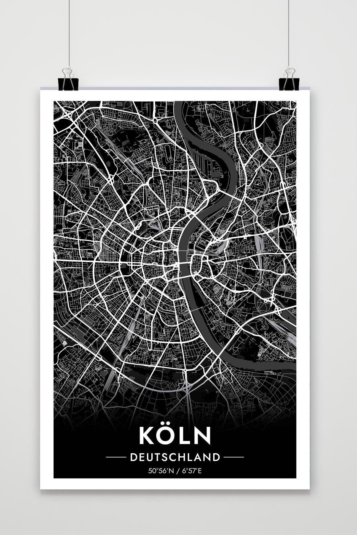 Koln Map Deutschland Black poster van 25 Artstreet