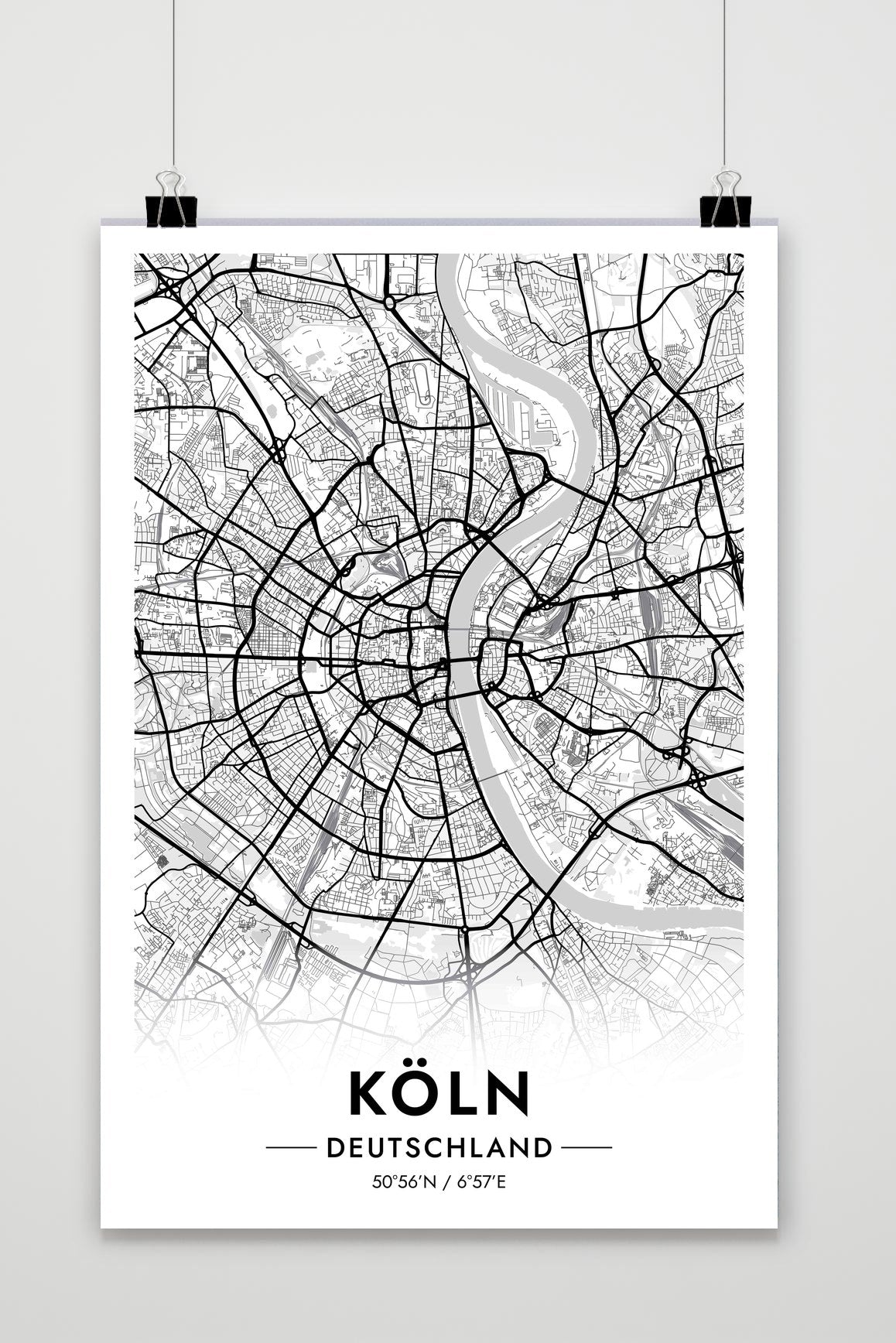 Koln Map Deutschland White poster van 25 Artstreet