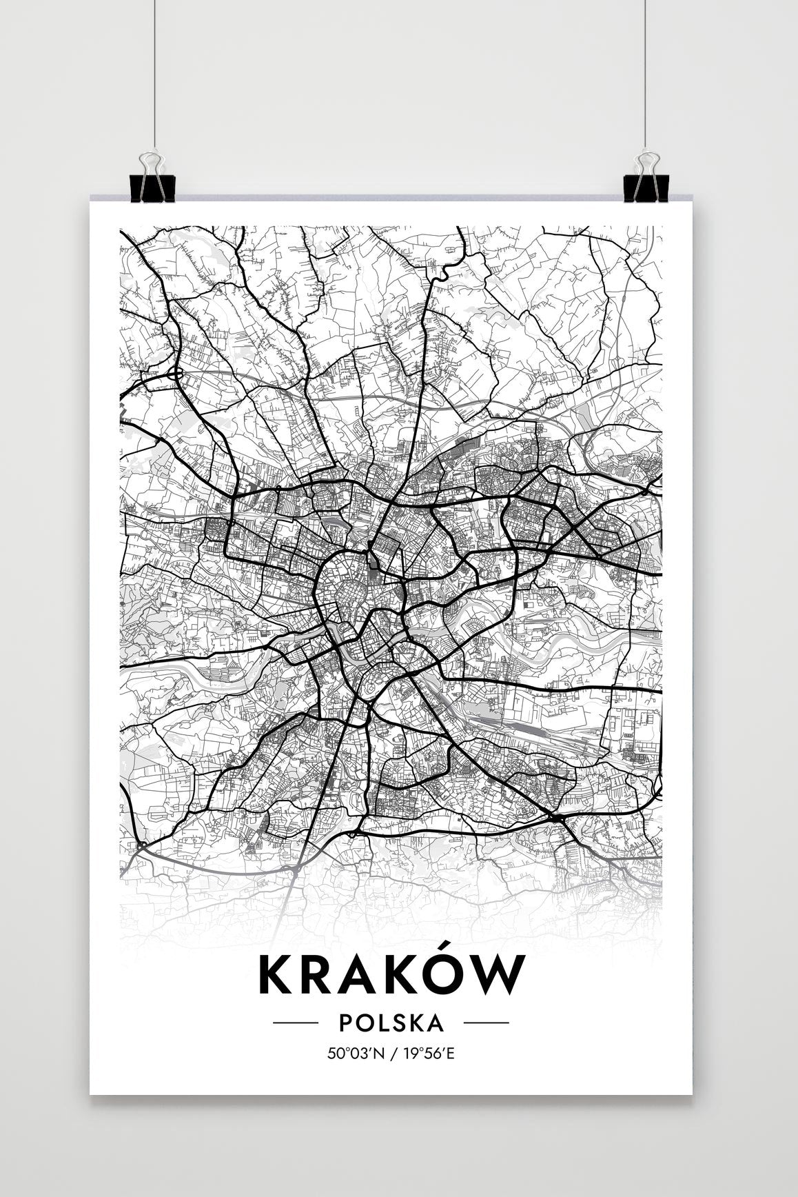 Kraków Map Polska White poster van 25 Artstreet