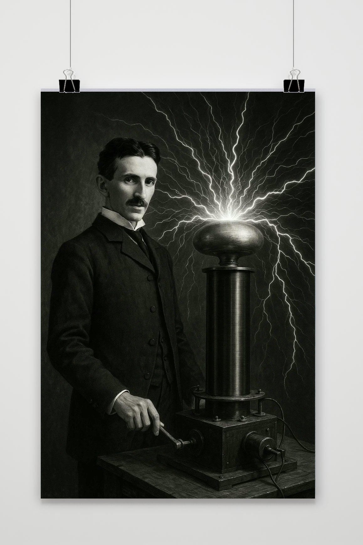 Nikola Tesla Electricity B&W poster van 25 Artstreet