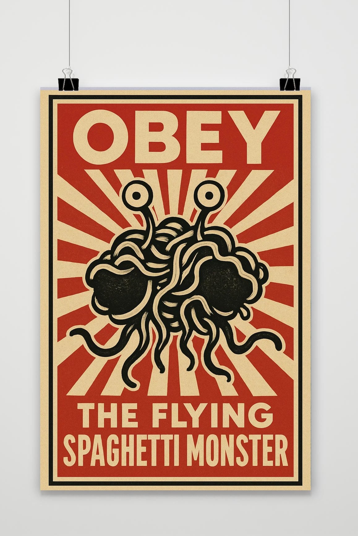 Obey Spaghetti Monster Text poster van 25 Artstreet
