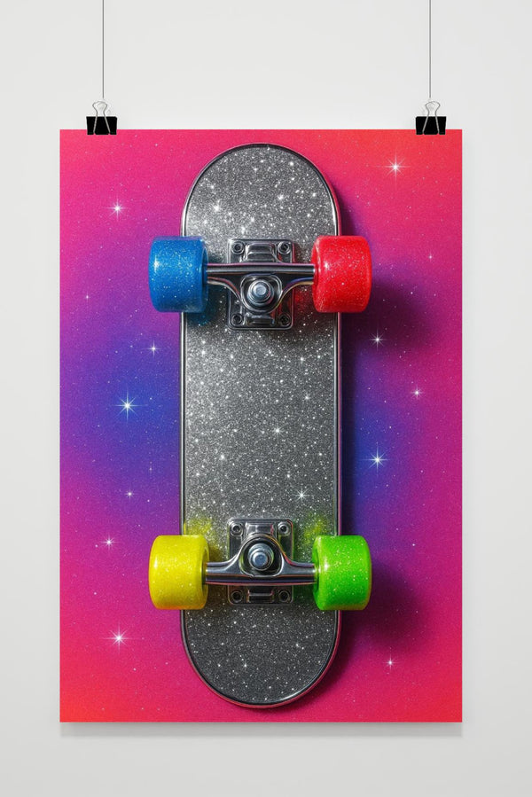 Skateboard Glitter poster