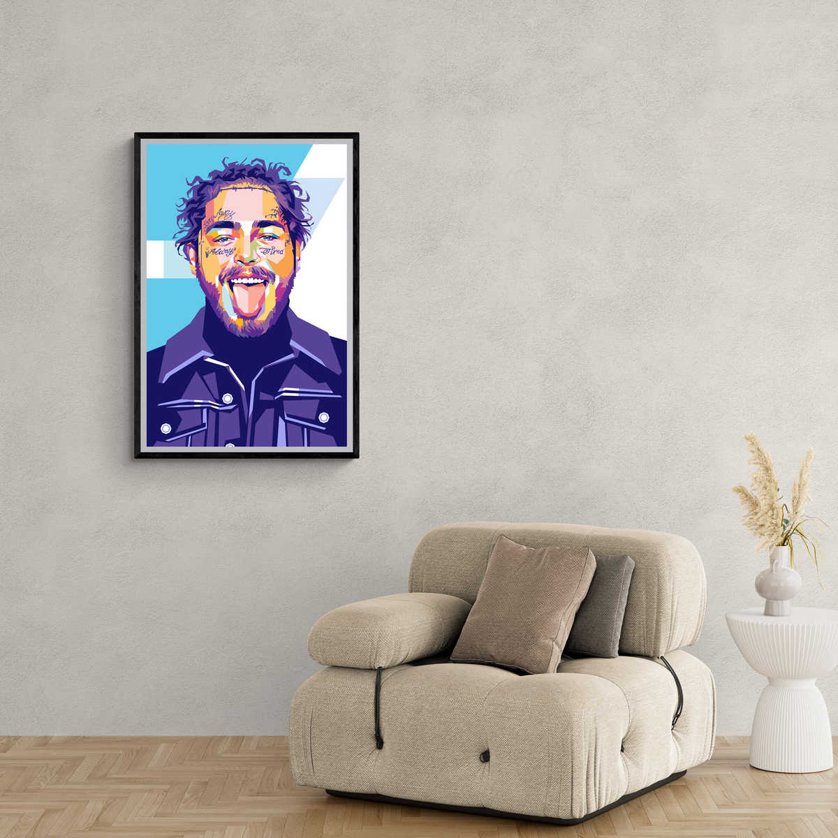 Post Malone Pop Art dans un intérieur