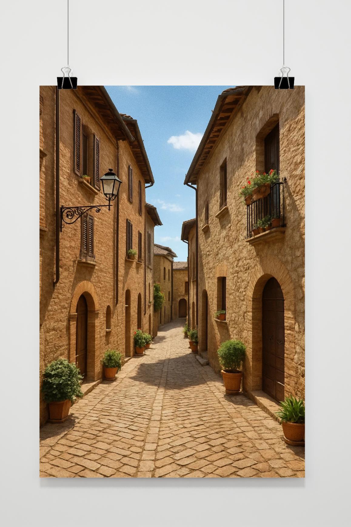 Alleyway Cobblestone Town poster van 25 Artstreet