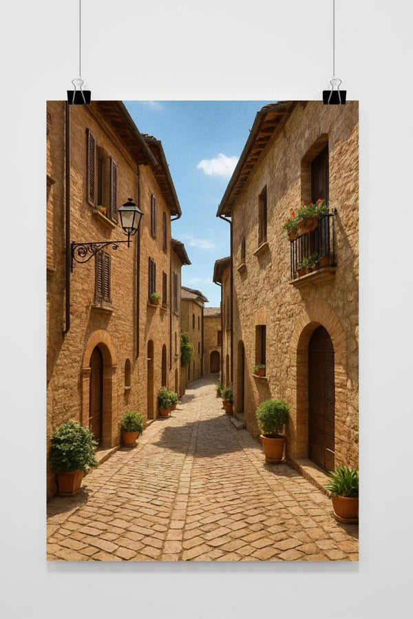Alleyway Cobblestone Town poster