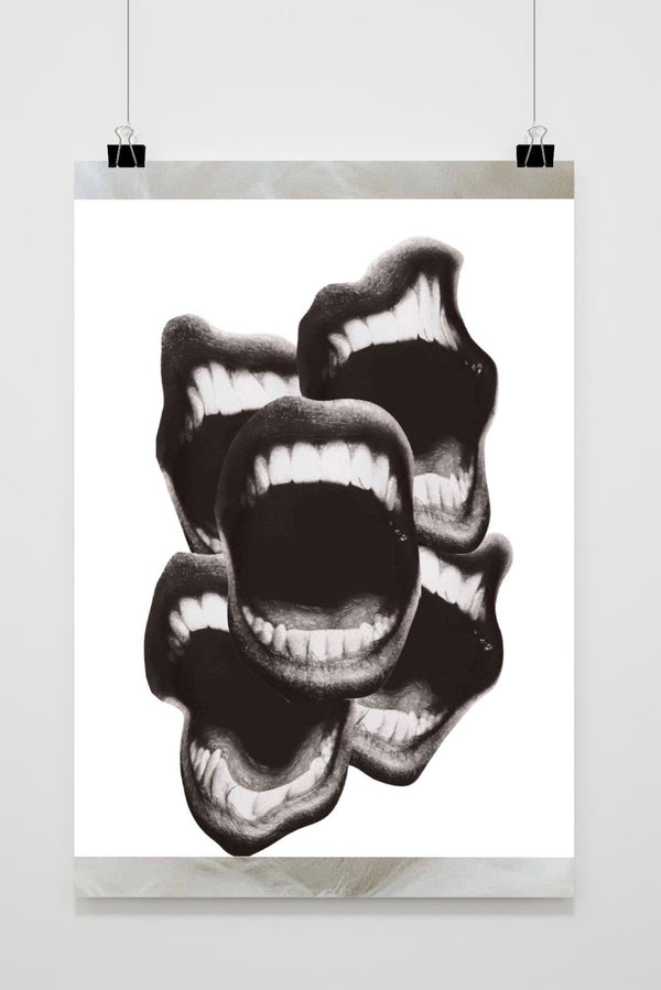 Affiche Mouths Collage Expressive Symbolic Zwart-Wit