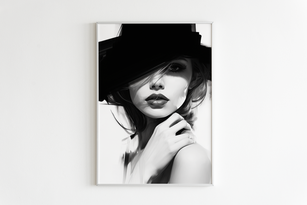 Mujer con Sombrero en un interior