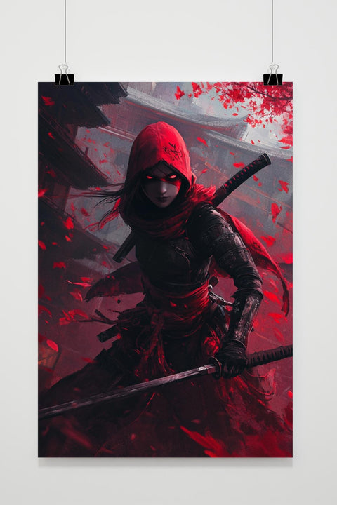 Red Ninja Woman Sword Samurai poster