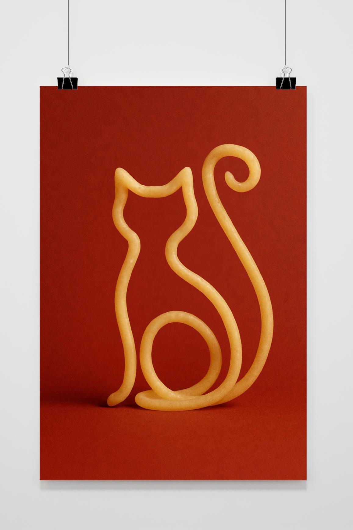 Cat Form Pasta Spaghetti Minimalist Poster von 25 Artstreet