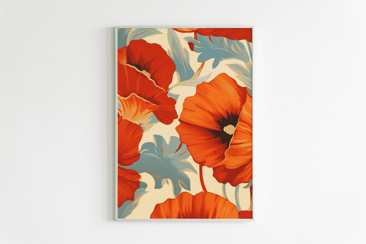 Bloemenposter en un interior