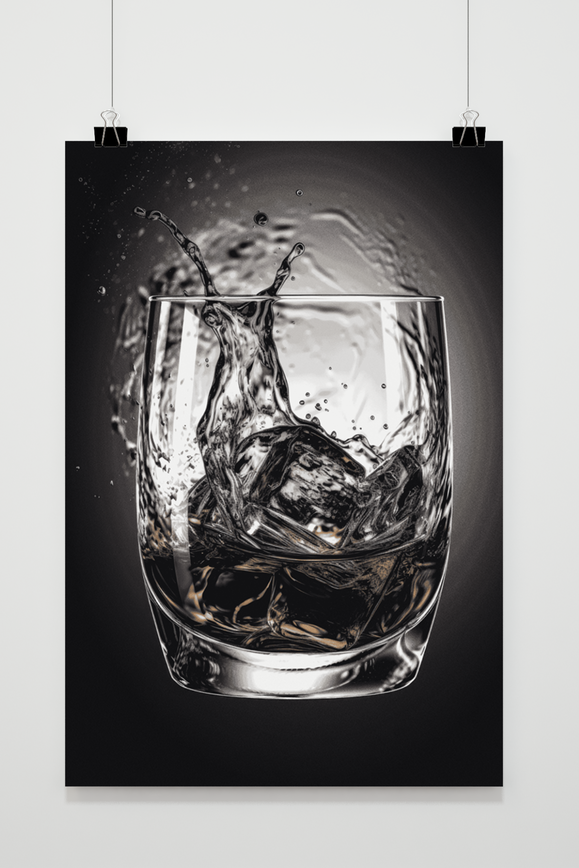 Póster Vaso de Whiskey en Blanco y Negro de 25 Artstreet
