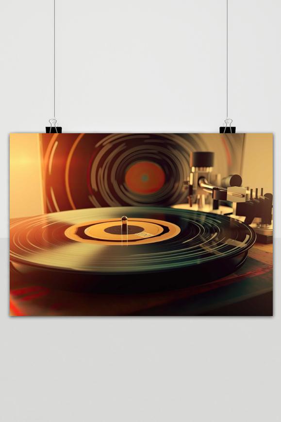 Póster Tocadiscos Vintage