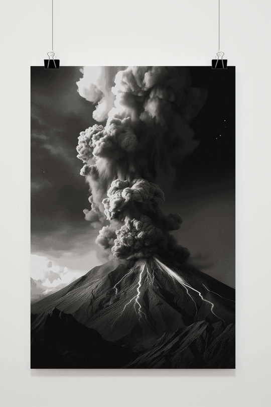 Vulkaan Zwart Wit
