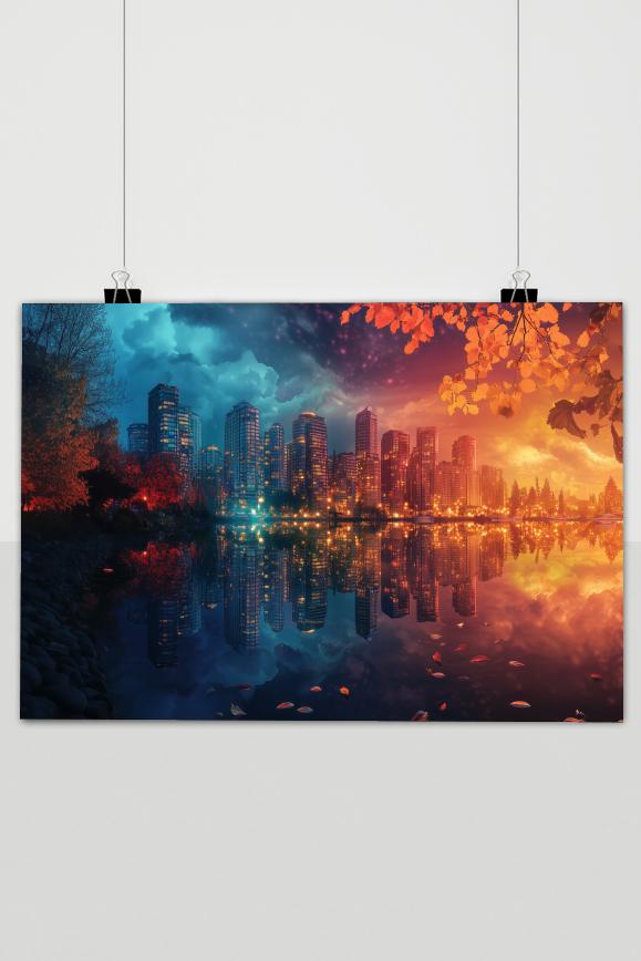 Cityscape Reflection poster by 25 Artstreet
