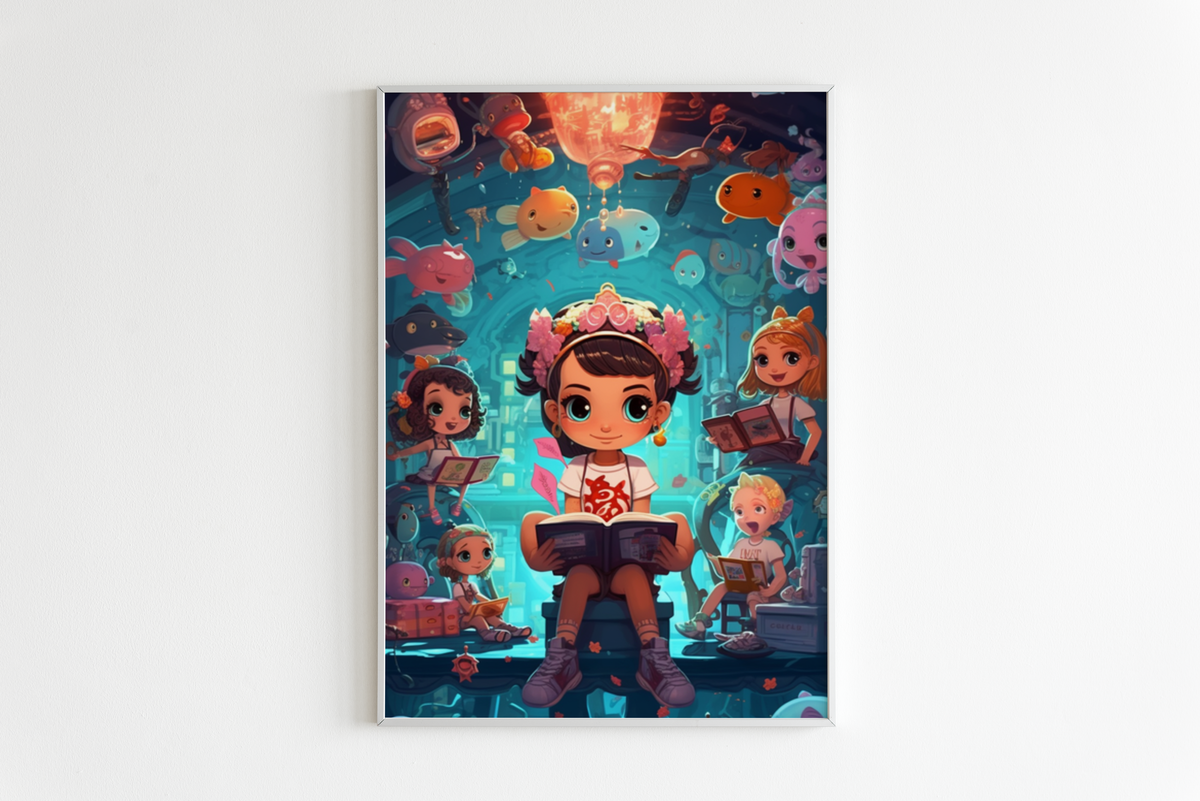 Chica con Peces en un interior