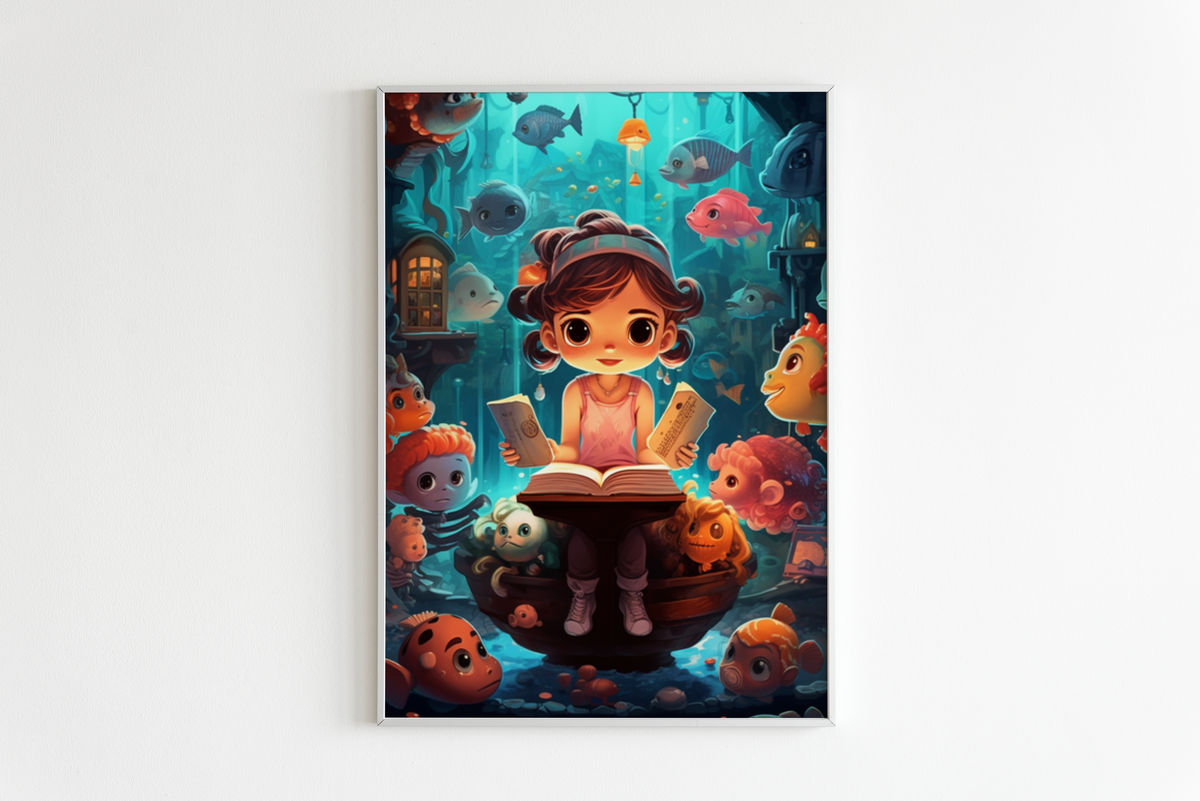 Chica con Peces en un interior