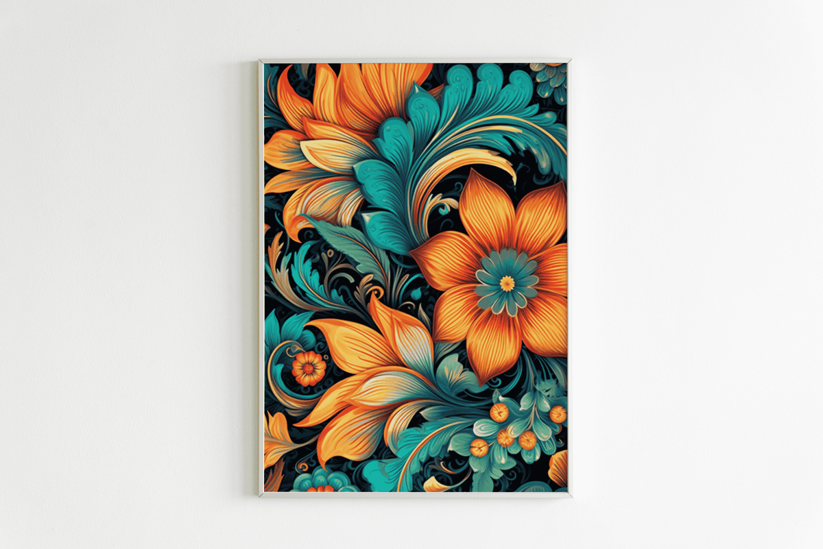 Bloemenposter en un interior