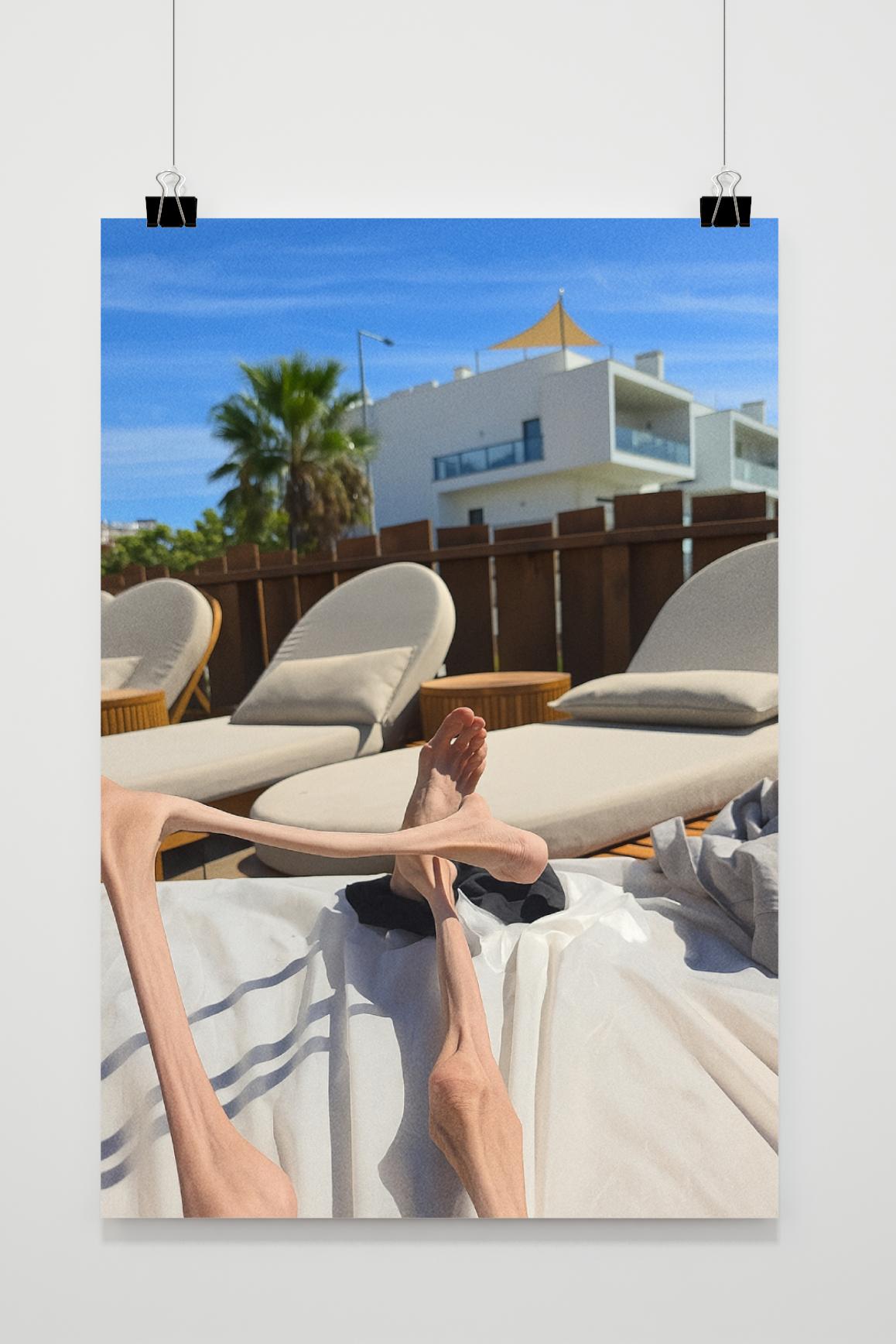 Thin Legs Sunbathing in interieur