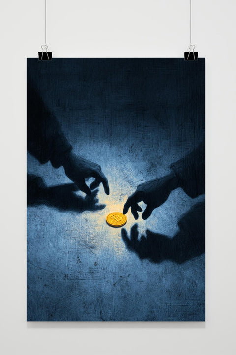 Bitcoin Hands Silhouette Poster