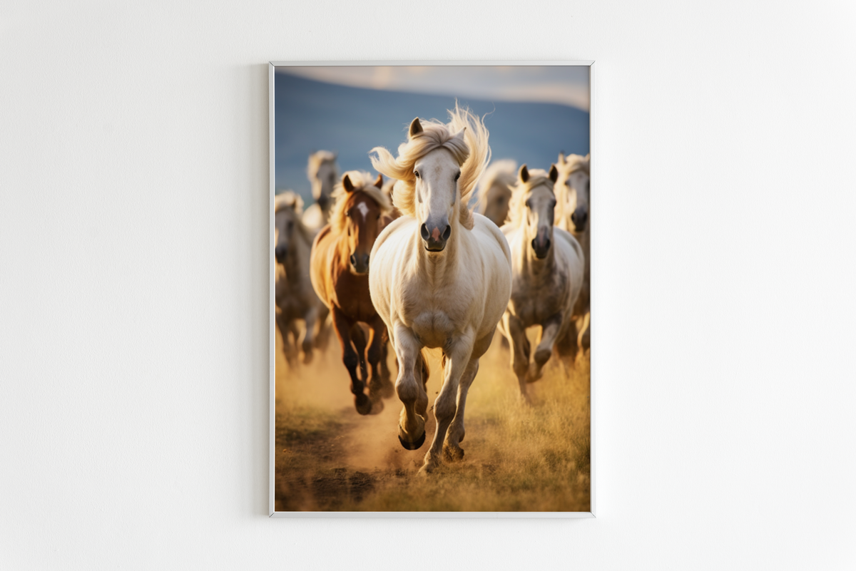Caballos en la Pradera en un interior