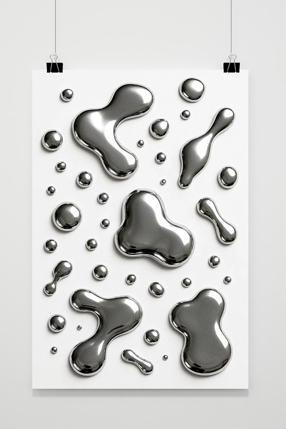 Silver Drops Fluid Mercury im Interieur