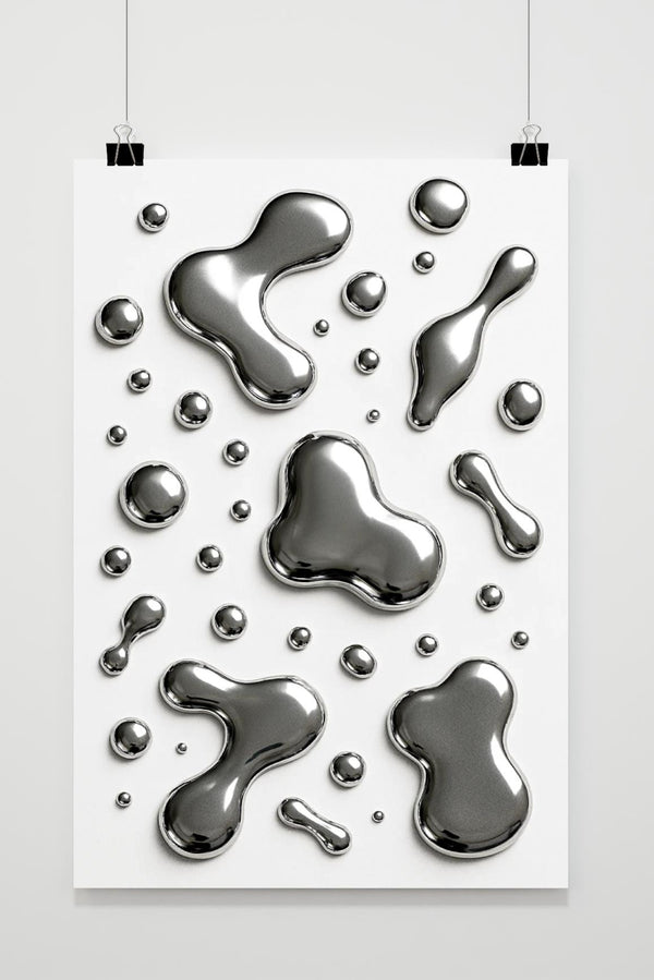 Silver Drops Fluid Mercury Poster