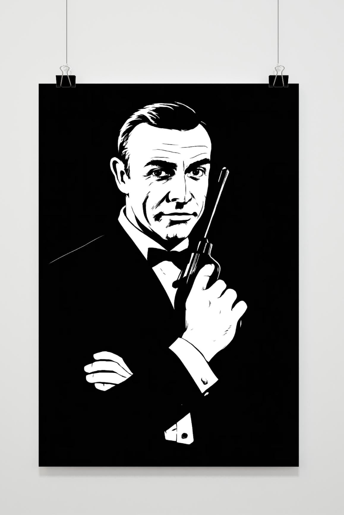 James Bond Sean Connery Black &amp; White poster by 25 Artstreet