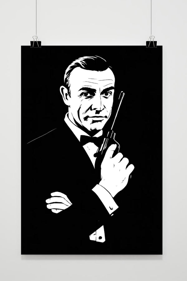 James Bond Sean Connery Zwart-Wit poster