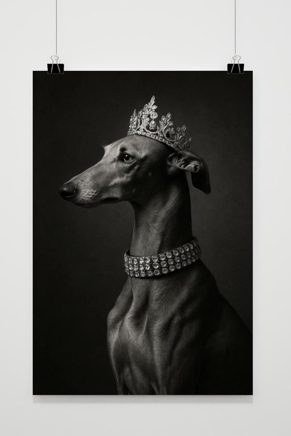 Greyhound Dog Crown Black White poster