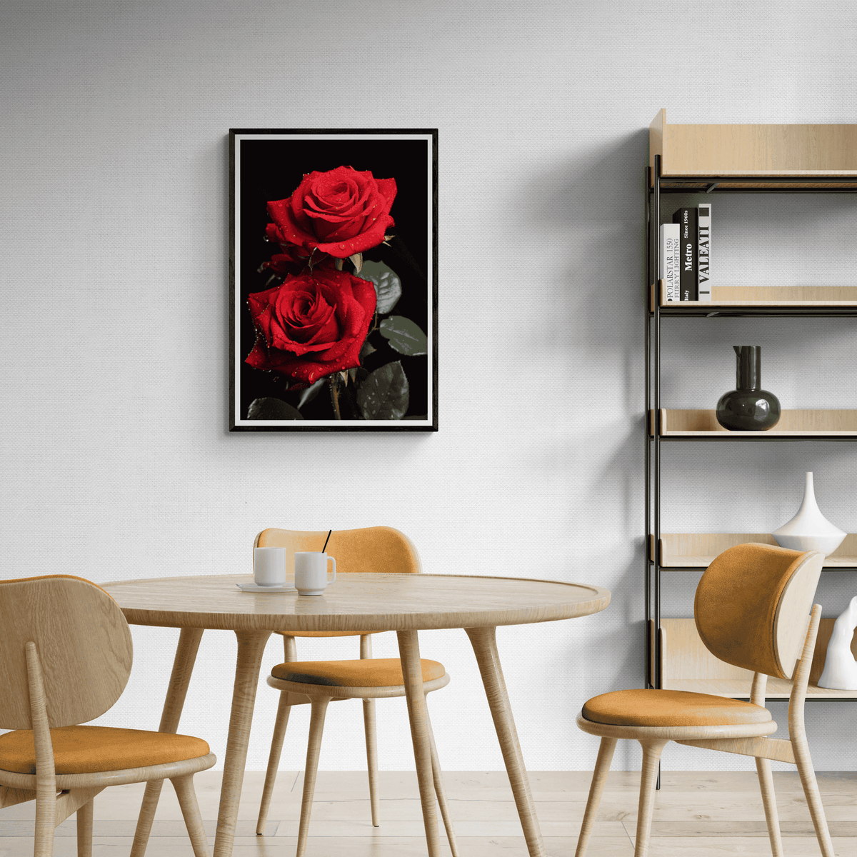 Rosas Mojadas en un interior