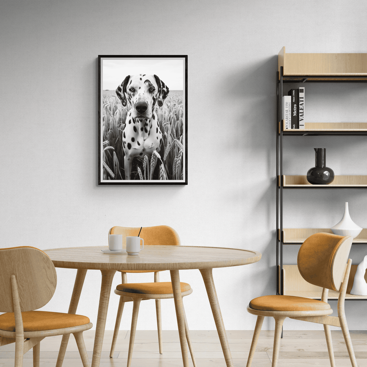 Dálmata Blanco y Negro en un interior