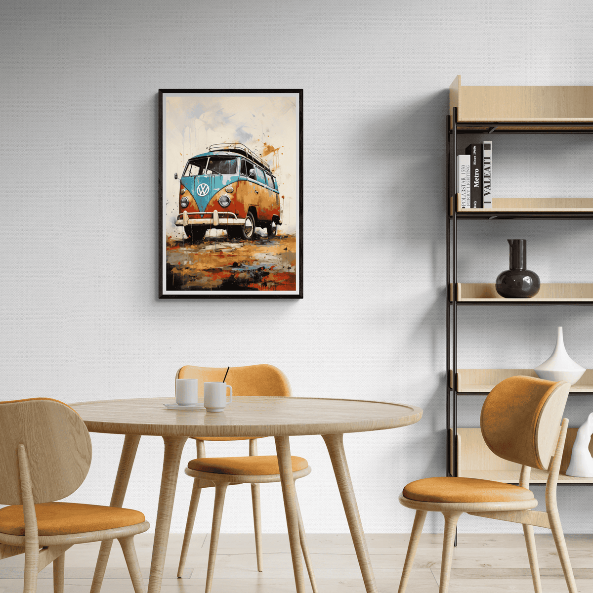 Furgoneta Volkswagen en un interior