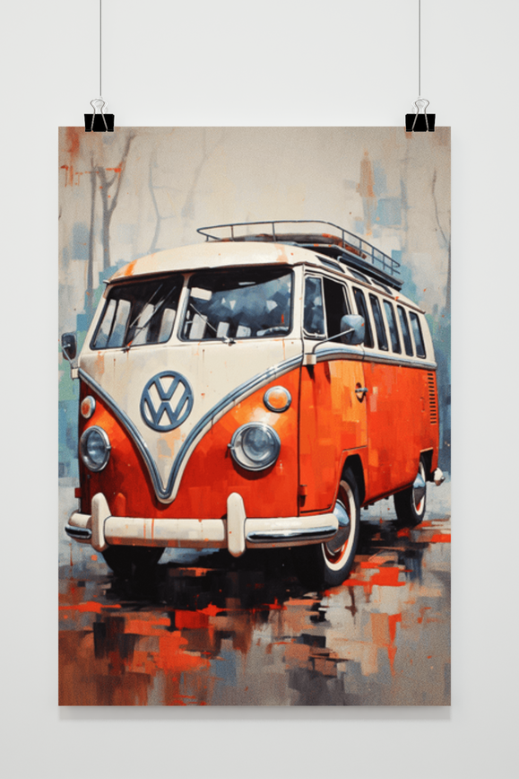 Póster Volkswagen Bus Naranja de 25 Artstreet