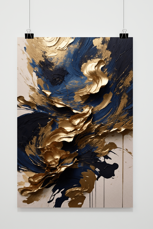 Affiche Gold Abstract Blue de 25 Artstreet