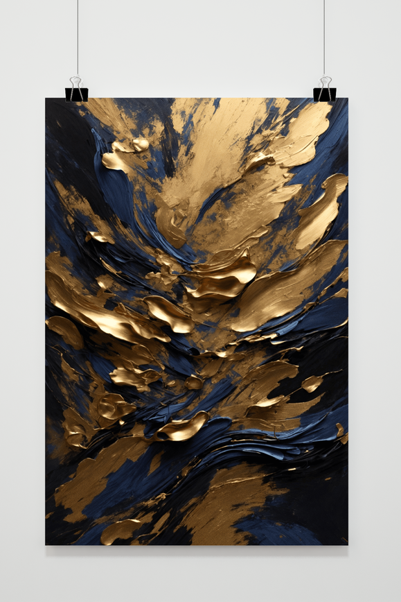 Póster Azul y Dorado de 25 Artstreet