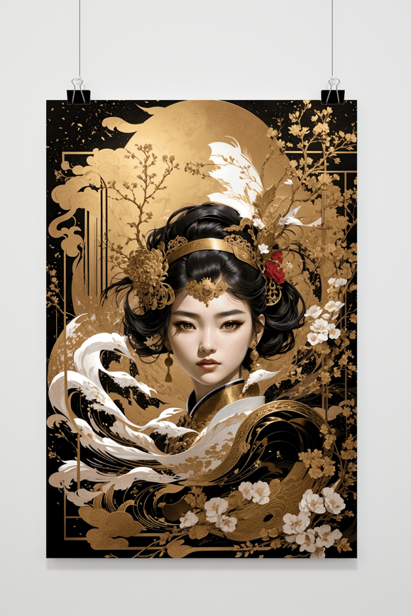 Golven Oriental Abstract poster