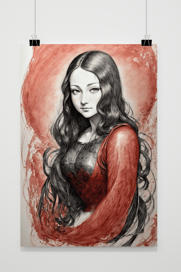 Póster Mujer Manchas Rojas de 25 Artstreet