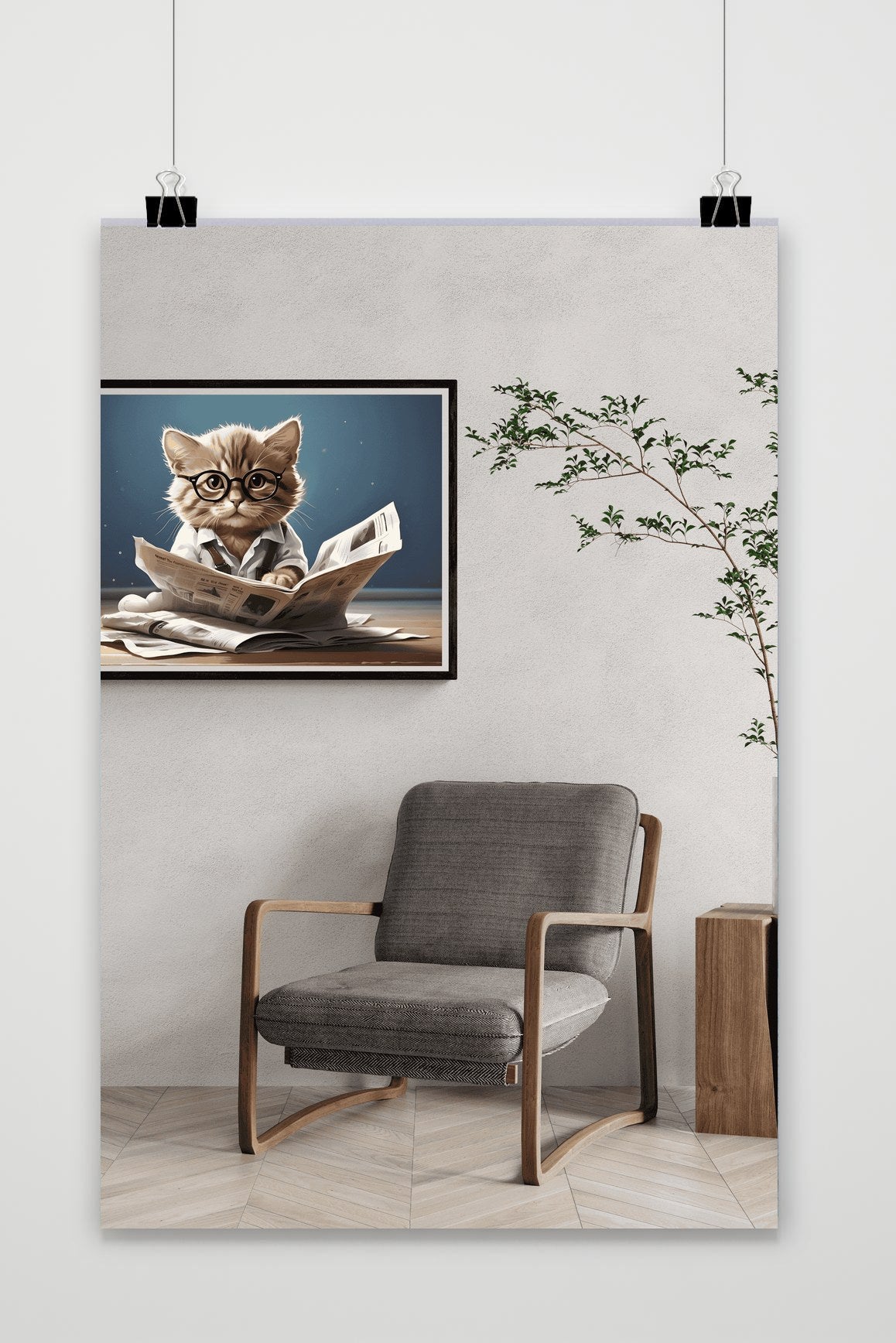 Póster Gato con Periódico de 25 Artstreet